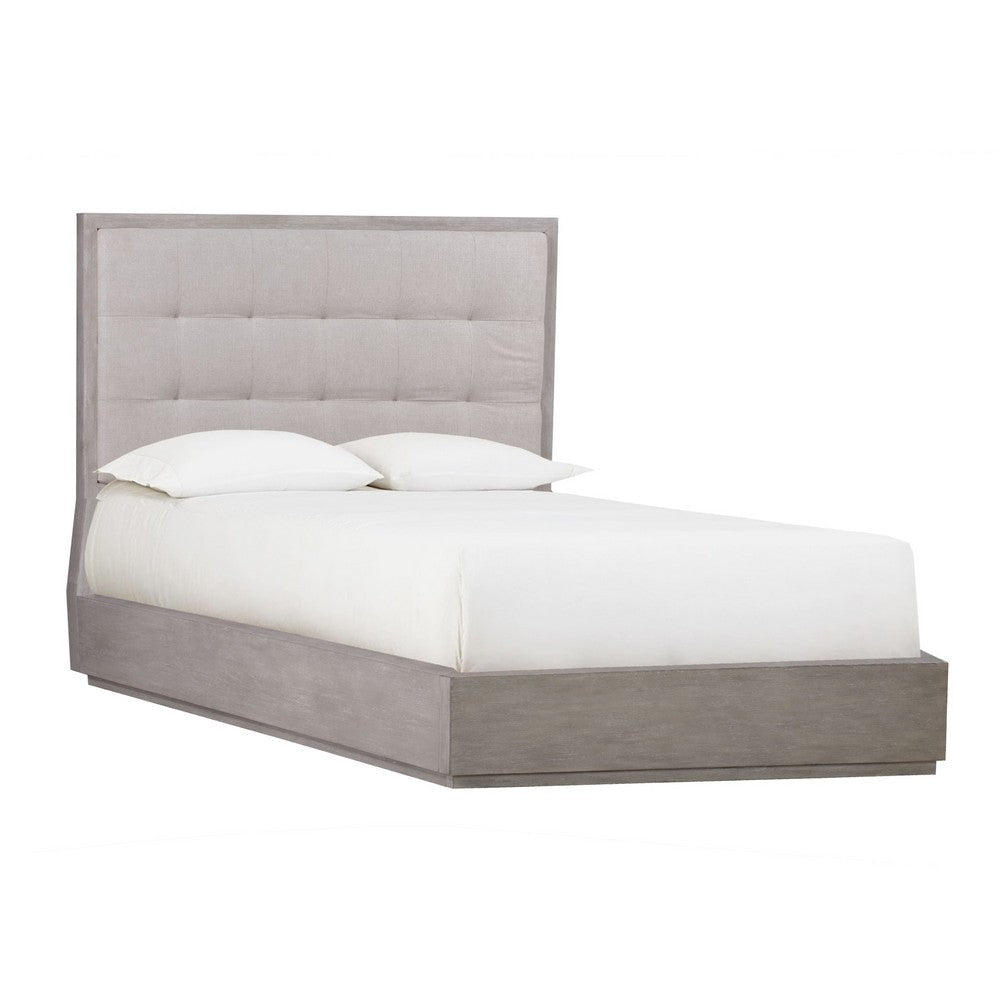 Kim Upholstered Solid Wood Platform California King Bed with Storage, Gray