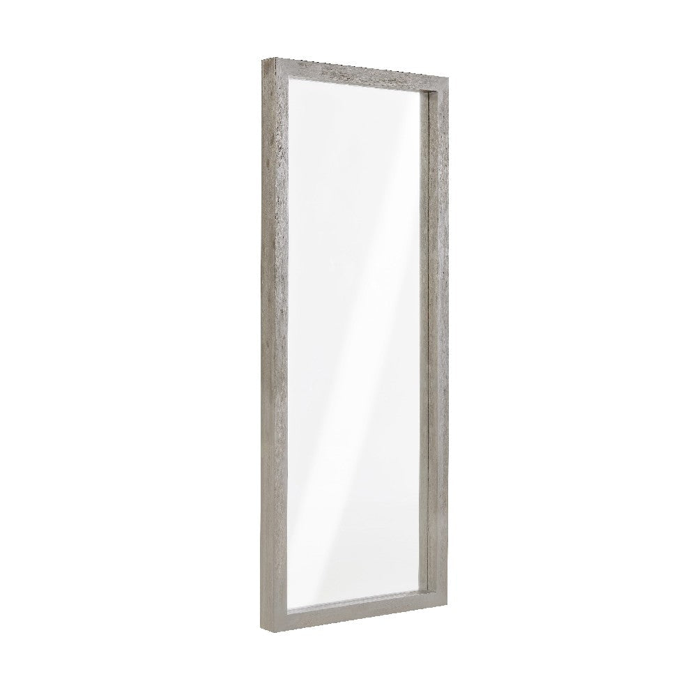 72 Inch Kim Modern Solid Acacia Wood Body Floor Mirror Heather Gray BM273423