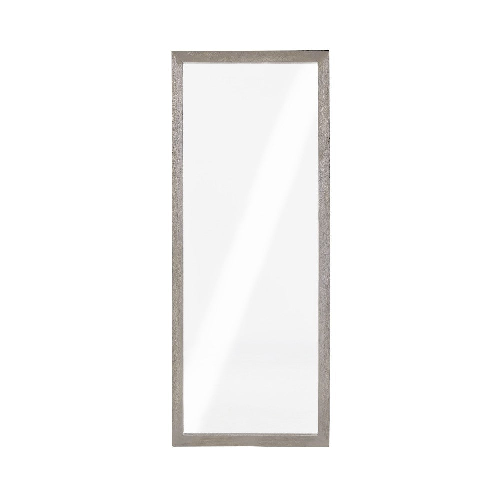 72 Inch Kim Modern Solid Acacia Wood Body Floor Mirror Heather Gray BM273423