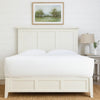 Neo Solid Mahogany Wood Panel Queen Bed, Storage, Beveled Trim Top, White
