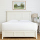 Neo Solid Mahogany Wood Panel Queen Bed, Storage, Beveled Trim Top, White