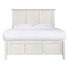 Neo Solid Mahogany Wood Low Profile Queen Bed, Beveled Trim Top, White