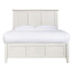Neo Solid Mahogany Wood Low Profile Queen Bed, Beveled Trim Top, White