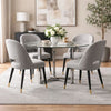 Eun 48 Inch Round Dining Table with Clear Glass Top, Cross Base, Chrome
