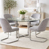 Eun 48 Inch Round Dining Table with Marble Top, Cross Base, Chrome