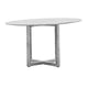 Eun 48 Inch Round Dining Table with Marble Top, Cross Base, Chrome