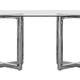 Eun 78 Inch Rectangular Dining Table with Glass Top Cross Base Chrome BM273597