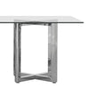 Eun 78 Inch Rectangular Dining Table with Glass Top Cross Base Chrome BM273597
