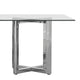 Eun 78 Inch Rectangular Dining Table with Glass Top Cross Base Chrome BM273597
