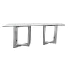 Eun 78 Inch Rectangular Dining Table with Glass Top, Cross Base, Chrome