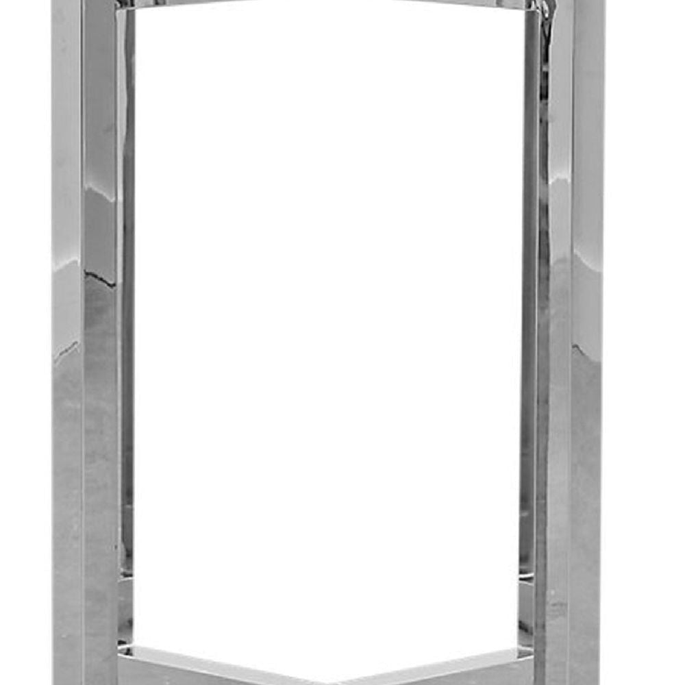 Eun 48 Inch Round Counter Table with Clear Glass Top Cross Base Chrome