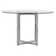 Eun 48 Inch Round Counter Table with Clear Glass Top, Cross Base, Chrome
