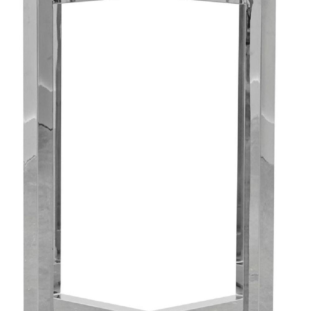 Eun 54 Inch Round Counter Table with Marble Top Cross Base Chrome BM273603