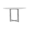 Eun 54 Inch Round Counter Table with Marble Top, Cross Base, Chrome