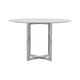 Eun 54 Inch Round Counter Table with Marble Top, Cross Base, Chrome