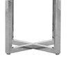 Eun 54 Inch Round Counter Table with Marble Top, Cross Base, Chrome
