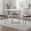 Eun 54 Inch Round Counter Table with Marble Top, Cross Base, Chrome