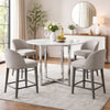 Eun 54 Inch Round Counter Table with Marble Top, Cross Base, Chrome