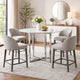 Eun 54 Inch Round Counter Table with Marble Top, Cross Base, Chrome