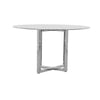 Eun 54 Inch Round Counter Table with Marble Top, Cross Base, Chrome