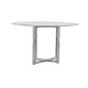 Eun 54 Inch Round Counter Table with Marble Top, Cross Base, Chrome
