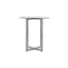 Eun 32 Inch Round Bar Table with Clear Glass Top, Cross Base, Chrome