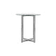 Eun 32 Inch Round Bar Table with Clear Glass Top, Cross Base, Chrome