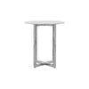 Eun 32 Inch Round Bar Table with Marble Top, Cross Base, Chrome
