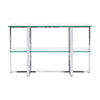 Eun 50 Inch Metal Sideboard Buffet Table 2 Tier Glass Shelves Chrome Base BM273608