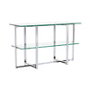 Eun 50 Inch Metal Sideboard Buffet Table, 2 Tier Glass Shelves, Chrome Base