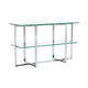 Eun 50 Inch Metal Sideboard Buffet Table, 2 Tier Glass Shelves, Chrome Base