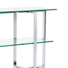 Eun 50 Inch Metal Sideboard Buffet Table 2 Tier Glass Shelves Chrome Base BM273608