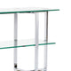 Eun 50 Inch Metal Sideboard Buffet Table 2 Tier Glass Shelves Chrome Base BM273608