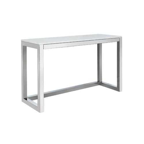 Eun 50 Inch Metal Sideboard Buffet Console Table, Marble Top, Chrome Base