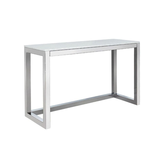 Eun 50 Inch Metal Sideboard Buffet Console Table, Marble Top, Chrome Base