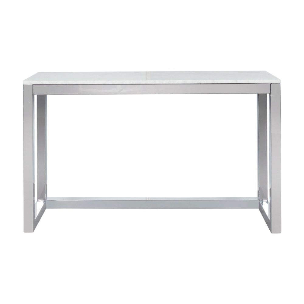 Eun 50 Inch Metal Sideboard Buffet Console Table Marble Top Chrome Base BM273609