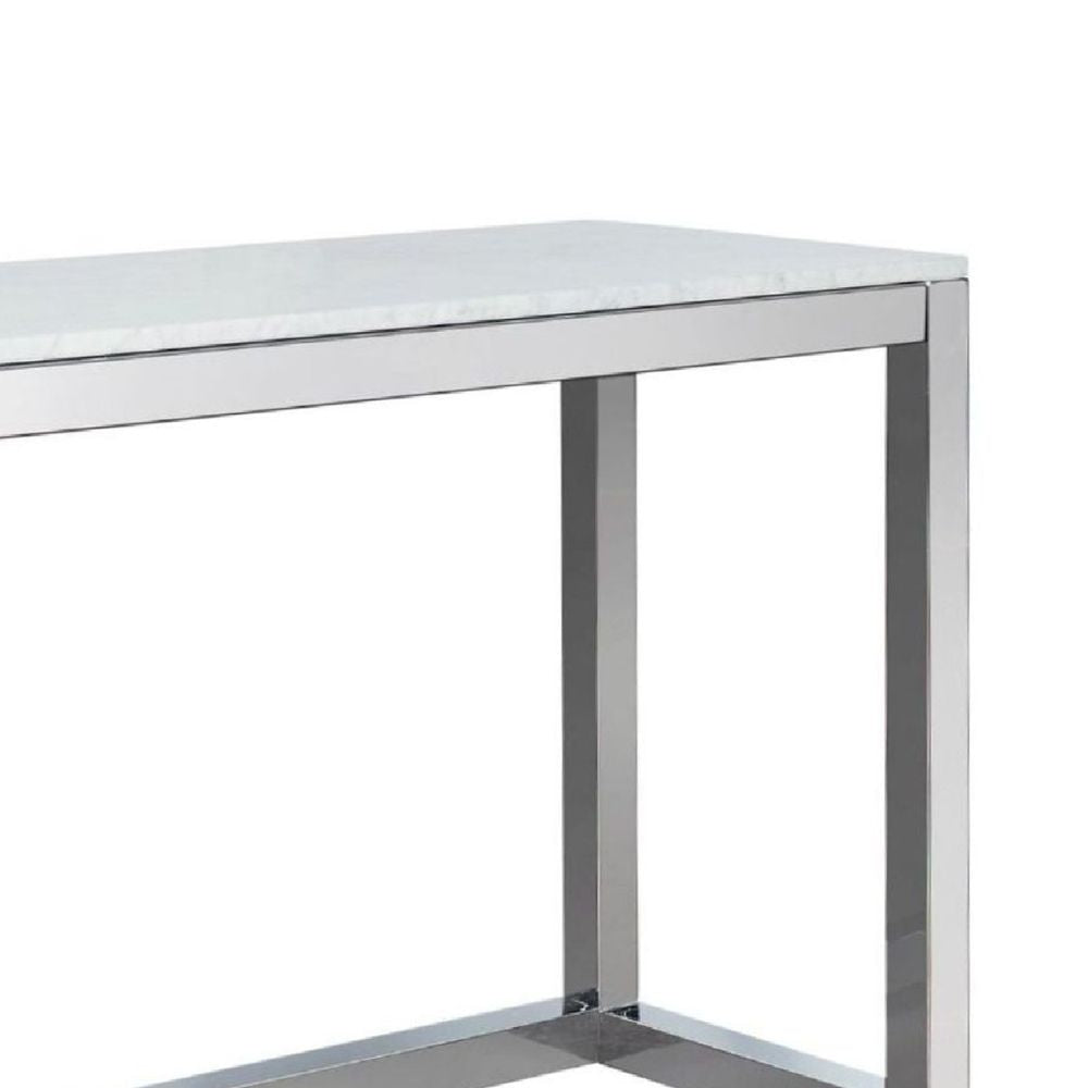 Eun 50 Inch Metal Sideboard Buffet Console Table Marble Top Chrome Base BM273609