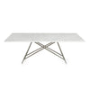 Levi 80 Inch Rectangular Carrara Marble Dining Table, Steel Legs, Chrome