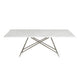 Levi 80 Inch Rectangular Carrara Marble Dining Table Steel Legs Chrome BM273614