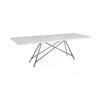 Levi 80 Inch Rectangular Carrara Marble Dining Table, Steel Legs, Chrome