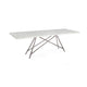 Levi 80 Inch Rectangular Carrara Marble Dining Table, Steel Legs, Chrome