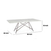 Levi 80 Inch Rectangular Carrara Marble Dining Table, Steel Legs, Chrome