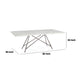 Levi 80 Inch Rectangular Carrara Marble Dining Table, Steel Legs, Chrome
