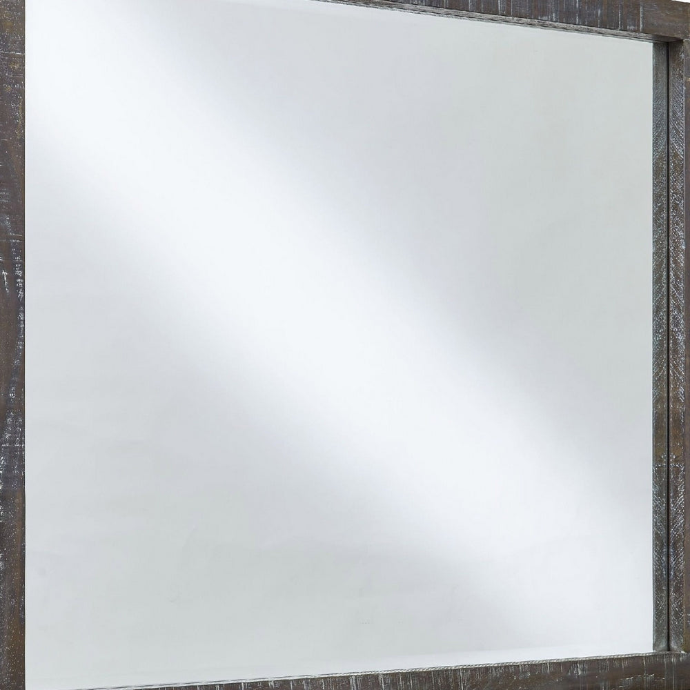 42 Inch Cas Sengon Tekik Dresser Mirror Rough Hewn Rustic Brown BM273622