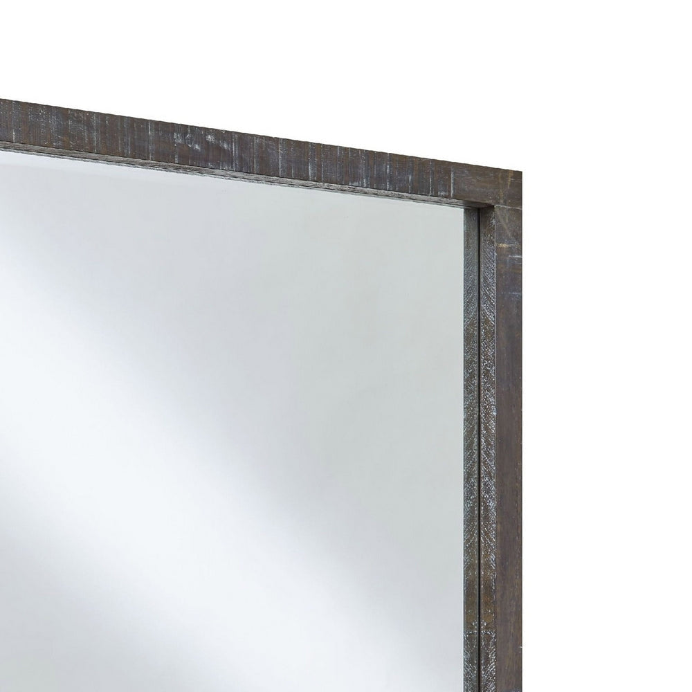 42 Inch Cas Sengon Tekik Dresser Mirror Rough Hewn Rustic Brown BM273622