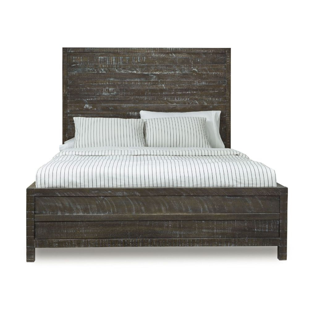 Cas Sengon Tekik Low Profile Panel Queen Bed Rough Hewn Rustic Brown