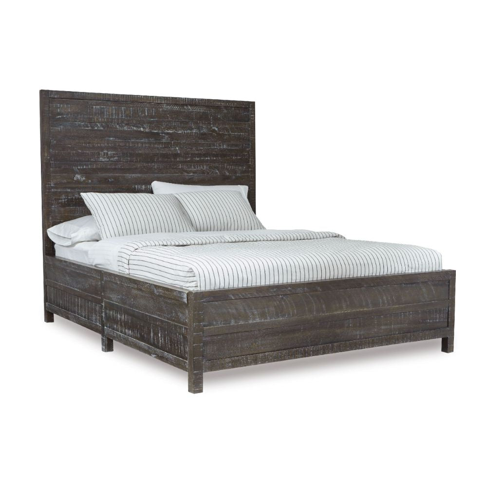 Cas Sengon Tekik Low Profile Panel Queen Bed, Rough Hewn, Rustic Brown