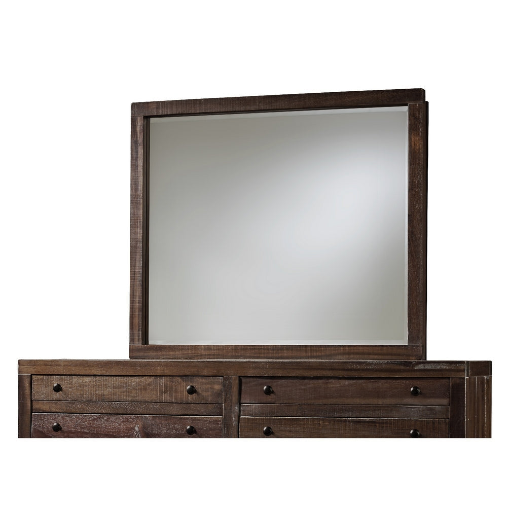 42 Inch Cas Sengon Tekik Wood Dresser Mirror Rough Hewn Brown BM273625