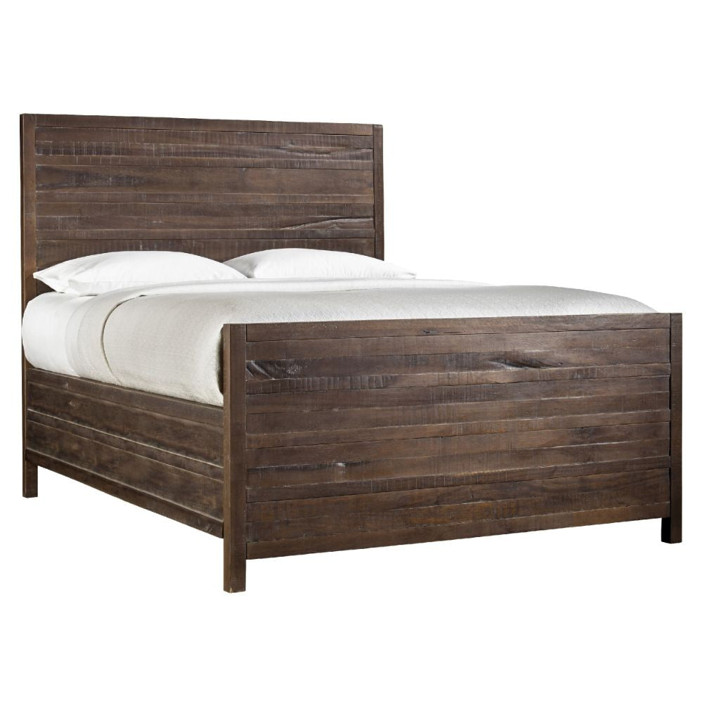 Cas Sengon Tekik Low Profile Panel Queen Bed Rough Hewn Brown