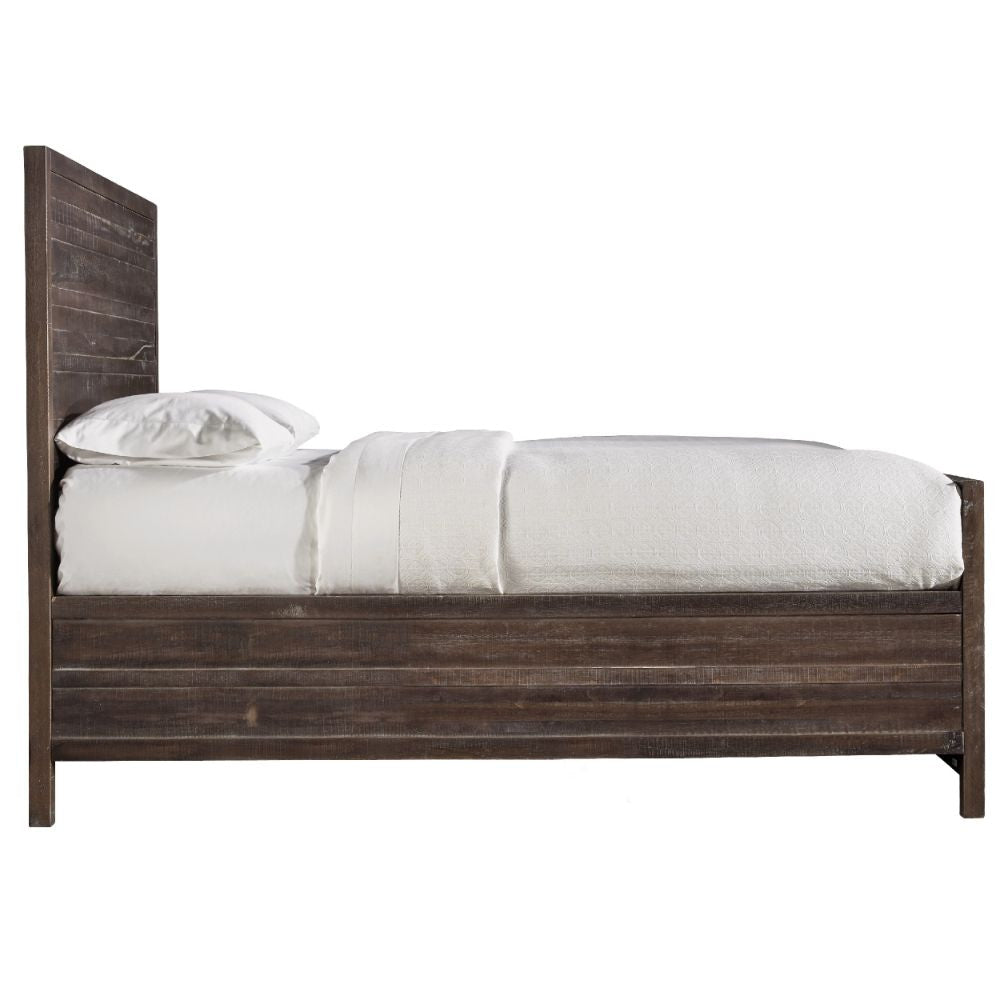 Cas Sengon Tekik Low Profile Panel Queen Bed Rough Hewn Brown